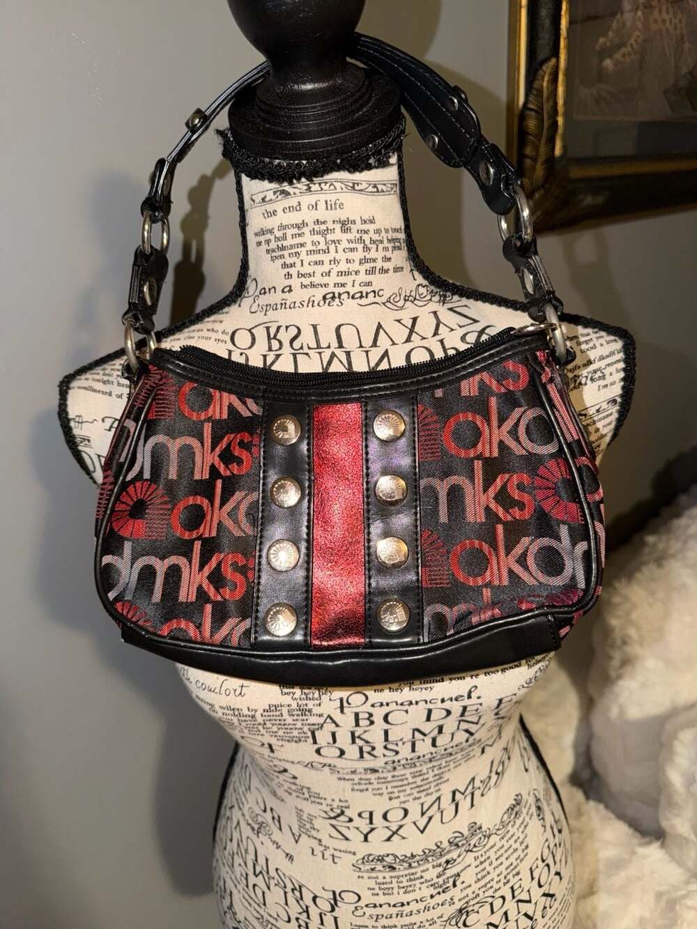 Y2K 2002 Akdmks Logo Print Shoulder Bag